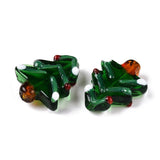 Håndlavede Juletræ Perler – Lampwork Glas (26x20x8,5mm) 4 stk. - Uniq Perler - 126443