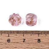 Håndlavede Lampwork Perler – Græskar, Pink Med Guldsand (8,5~9x7~8mm) 6 stk. - Uniq Perler - 122669