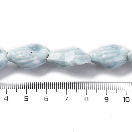 Håndlavede Porcelæn Perler – Muslinge, Himmelblå (21,5~22x14~14,5x11~11,5mm) 6 stk. - Uniq Perler - 120640