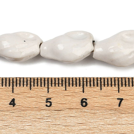 Håndlavede Porcelæn Perler – Muslinge, Hvid (15~16x9~10x6~7,5mm) 6 stk. - Uniq Perler - 120634