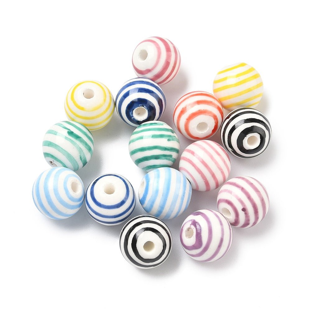 Håndlavede Porcelæn Perler – Runde (12,5mm) 8 stk. - Uniq Perler - 121036
