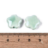 Håndlavede Porcelænsperler – Blomst, Akvamarinblå (14~15x6~7mm) 4 stk. - Uniq Perler - 122746