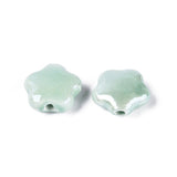Håndlavede Porcelænsperler – Blomst, Akvamarinblå (14~15x6~7mm) 4 stk. - Uniq Perler - 122746