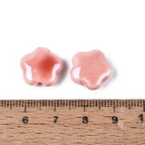 Håndlavede Porcelænsperler – Blomst, Rosa(14~15x6~7mm) 4 stk. - Uniq Perler - 122751