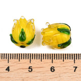 Håndlavede Tulipan Lampwork Perler – Guld (13,5x12,5mm) 4 stk. - Uniq Perler - 122054