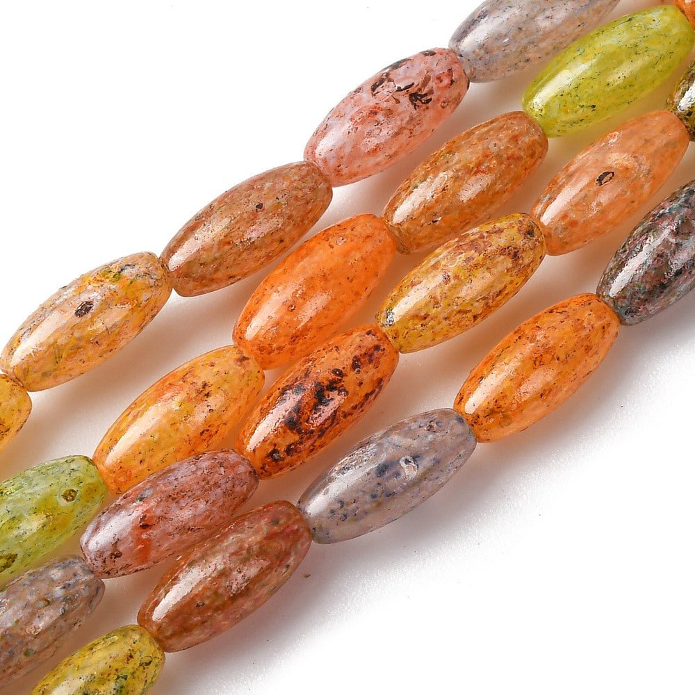 Håndlavet Lampwork Perler – Farve Mix, Rice (9.5x4mm) 8 Stk - Uniq Perler - 119110