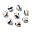Håndmalede Porcelænsperler – Blå med Striber, Runde (10mm) 6 stk. - Uniq Perler - 122752