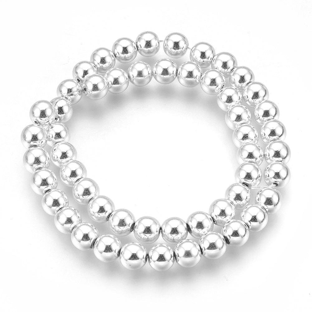 Hæmatit – Blodstens Perler, Forsølvet, Runde (8mm) - Uniq Perler - 490260