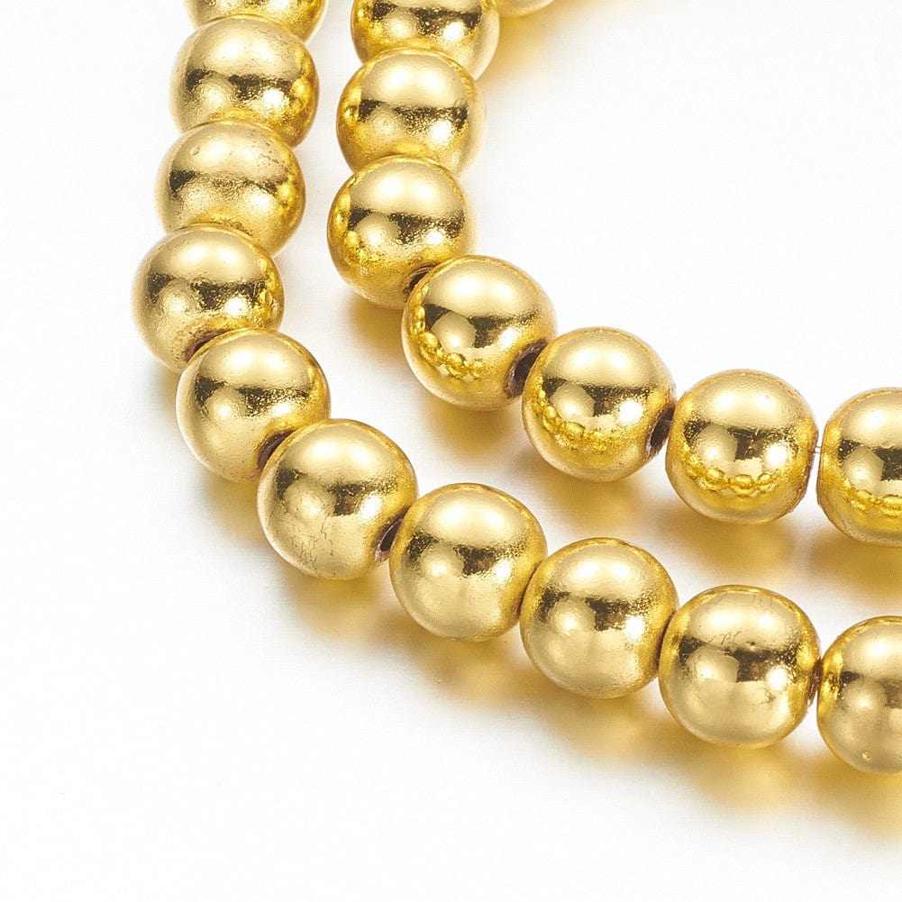 Hæmatit – Blodstens Perler, Langtidsholdbar Forgyldning, Runde (8mm) - Uniq Perler - 1111490256