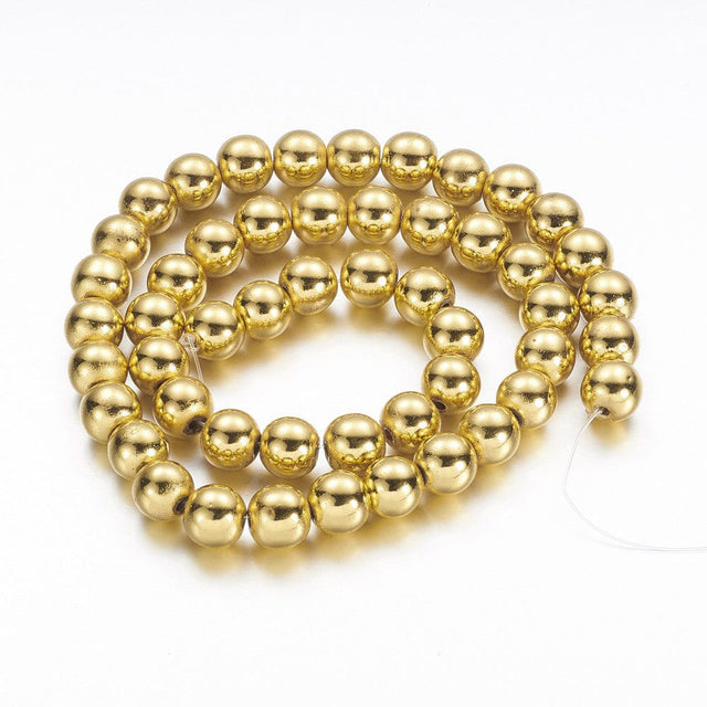 Hæmatit – Blodstens Perler, Langtidsholdbar Forgyldning, Runde (8mm) - Uniq Perler - 1111490256