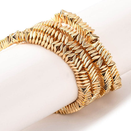 Hæmatit – Forgyldt, Tvistet Kant, Facetteret (3x3x1mm) - Uniq Perler - 113193