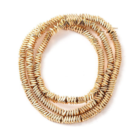 Hæmatit – Forgyldt, Tvistet Kant, Facetteret (3x3x1mm) - Uniq Perler - 113193