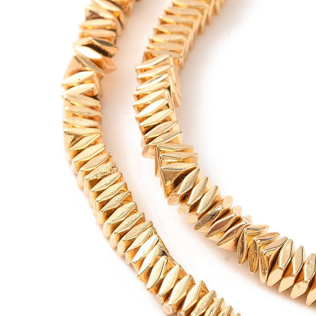 Hæmatit – Forgyldt, Tvistet Kant, Facetteret (3x3x1mm) - Uniq Perler - 113193