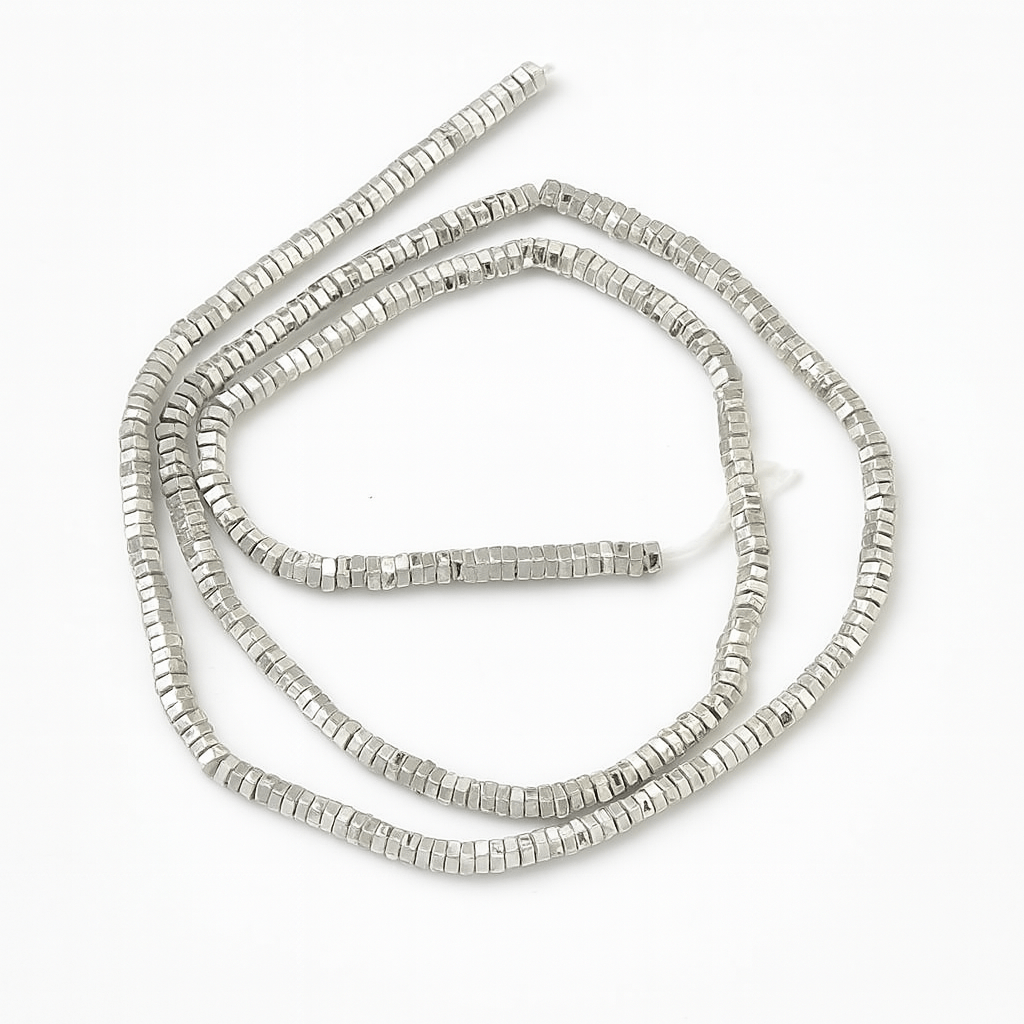 Hæmatit – Forsølvet, Heksagon (3x1mm) - Uniq Perler - 569989