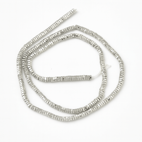 Hæmatit – Forsølvet, Heksagon (3x1mm) - Uniq Perler - 569989