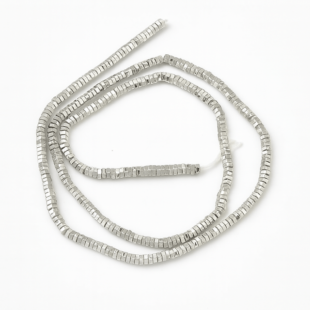 Hæmatit – Forsølvet, Heksagon (3x1mm) - Uniq Perler - 569989