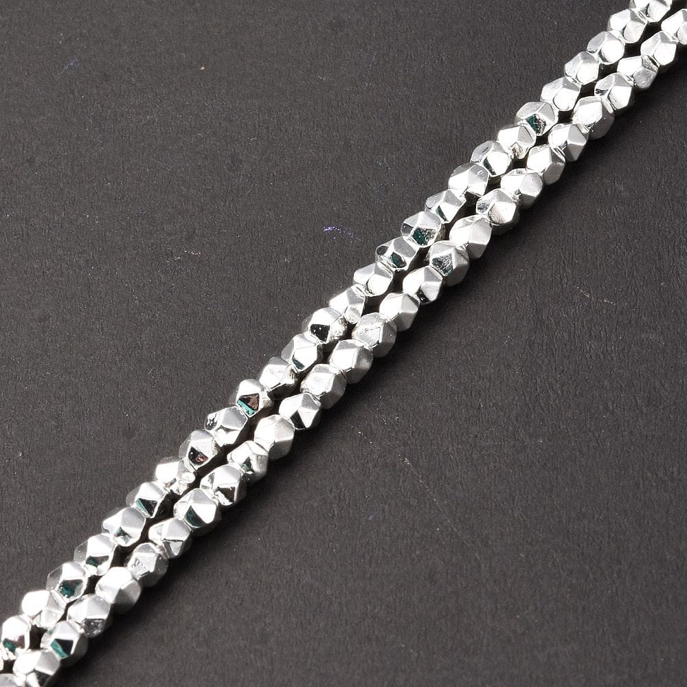 Hæmatit – Forsølvet, Polygon (2,5 - 3mm) - Uniq Perler - 113018