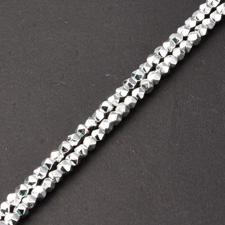 Hæmatit – Forsølvet, Polygon (2,5 - 3mm) - Uniq Perler - 113018