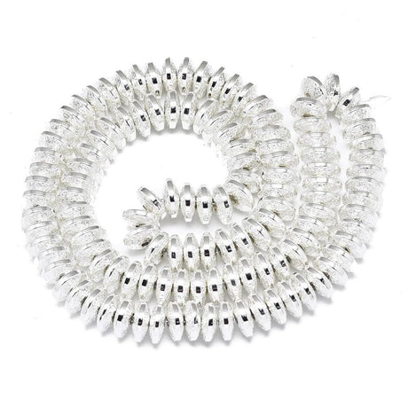 Hæmatit – Forsølvet Rondel (8x3mm) - Uniq Perler - 149046