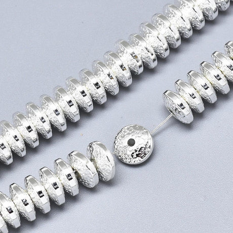 Hæmatit – Forsølvet Rondel (8x3mm) - Uniq Perler - 149046