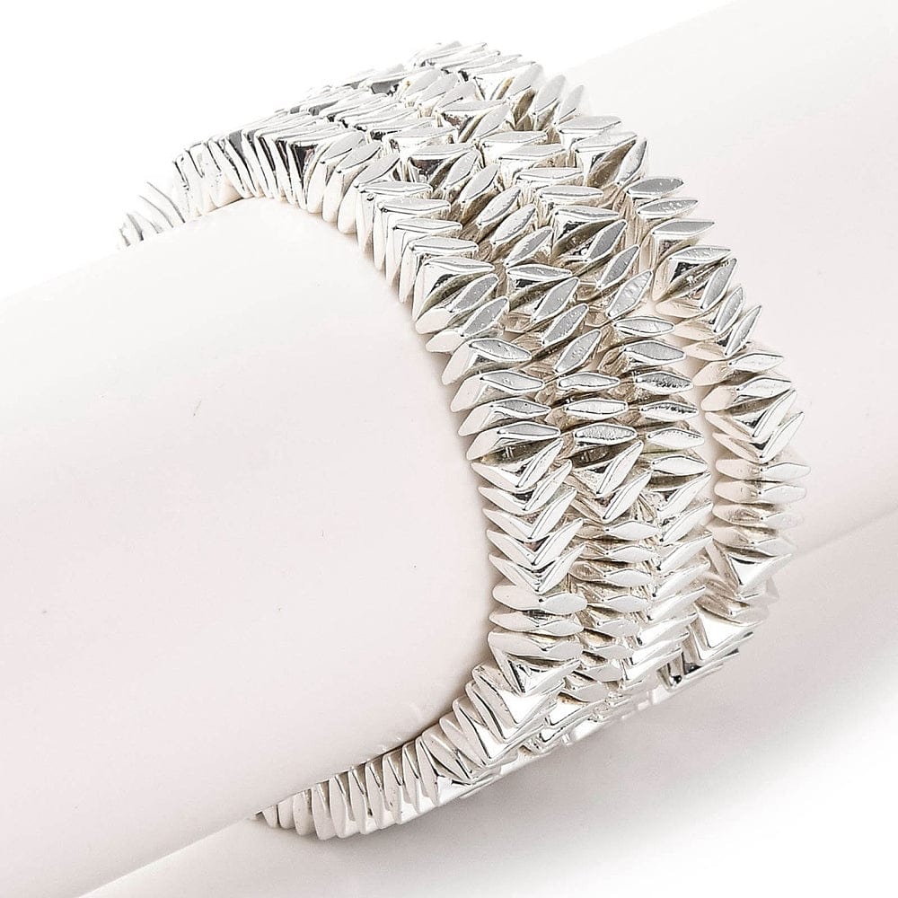 Hæmatit – Forsølvet, Tvistet Kantet, Facetteret (3x3x1mm) - Uniq Perler - 113195