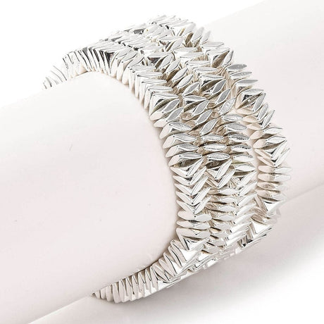 Hæmatit – Forsølvet, Tvistet Kantet, Facetteret (3x3x1mm) - Uniq Perler - 113195