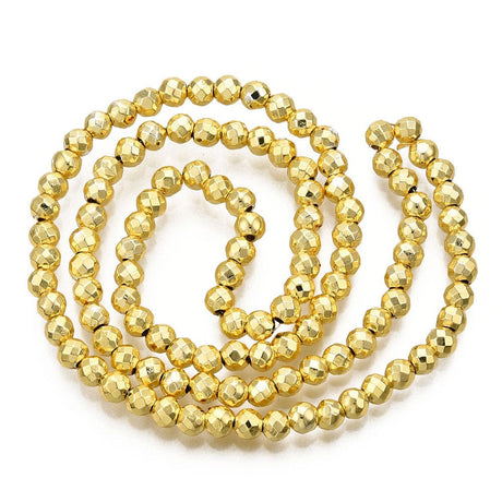 Hæmatit – Guld, Facetteret (4mm) - Uniq Perler - 04799421