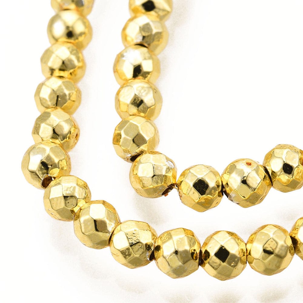 Hæmatit – Guld, Facetteret (4mm) - Uniq Perler - 04799421