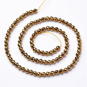 Hämatit – Gold, Facettiert, Nicht-magnetisch (4mm) - Uniq Perler - 111769