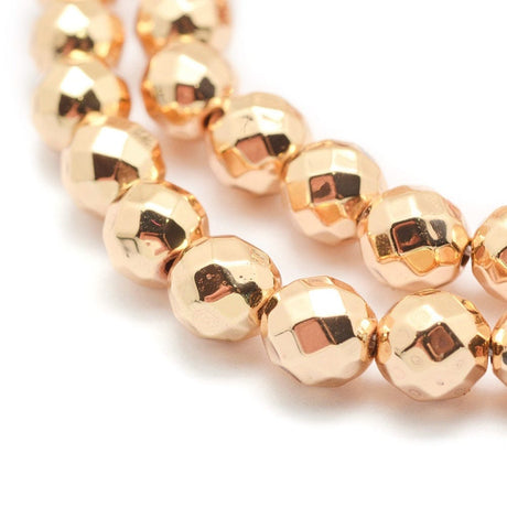 Hæmatit – Langtidsholdbar Forgyldning, Facetteret (3mm) - Uniq Perler - 295848