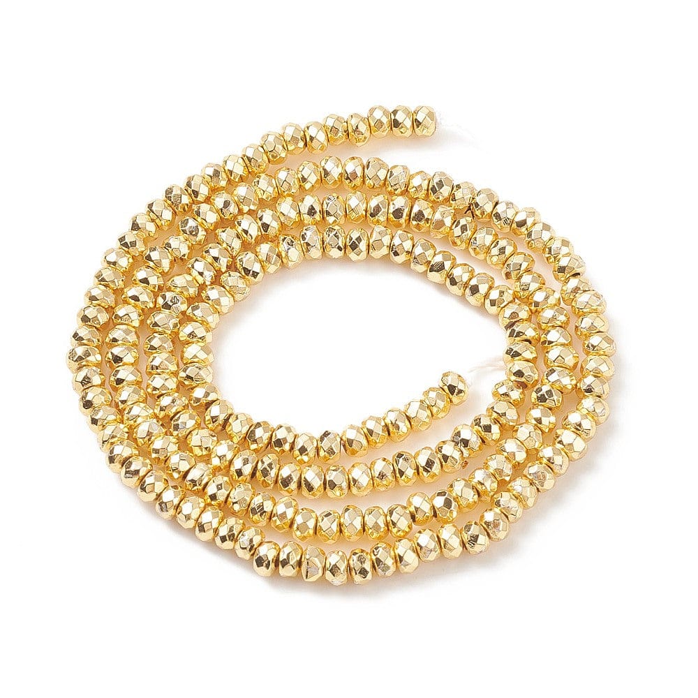 Hæmatit – Langtidsholdbar Forgyldning, Facetteret (3x2mm) - Uniq Perler - 111767