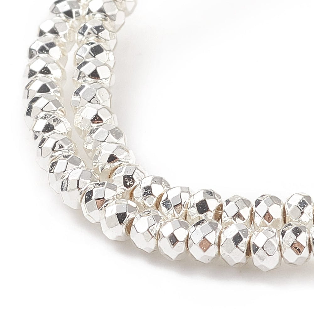 Hæmatit – Langtidsholdbar Forsølvet, Facetteret (3x2mm) - Uniq Perler - 111768