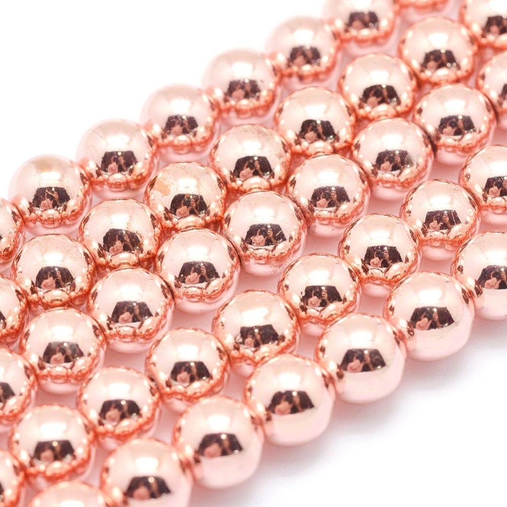 Hæmatit – Langtidsholdbar Rosa Forgyldt, Runde (6mm) - Uniq Perler - 115413