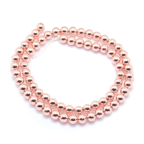 Hæmatit – Langtidsholdbar Rosa Forgyldt, Runde (6mm) - Uniq Perler - 115413