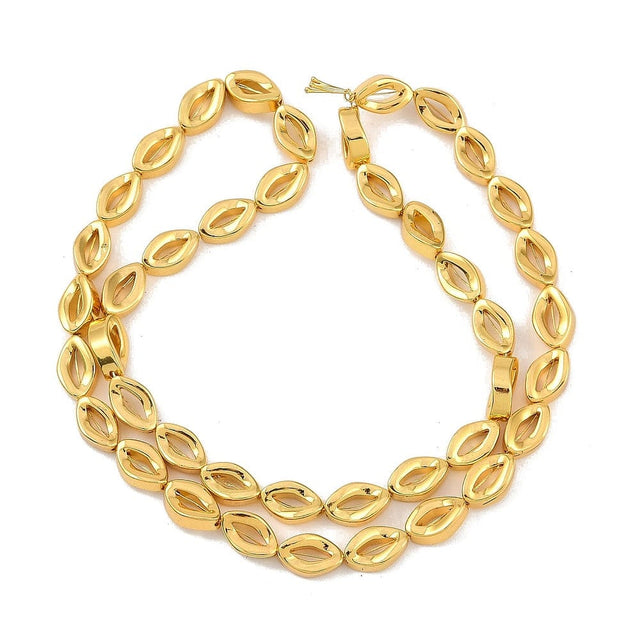 Hæmatit – Ovale Med Tvist, Forgyldt (10x6mm) - Uniq Perler - 113918