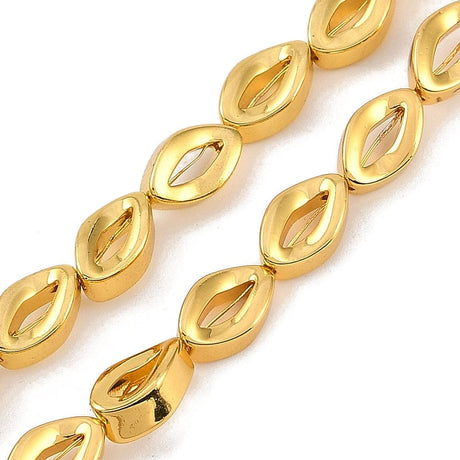 Hæmatit – Ovale Med Tvist, Forgyldt (10x6mm) - Uniq Perler - 113918