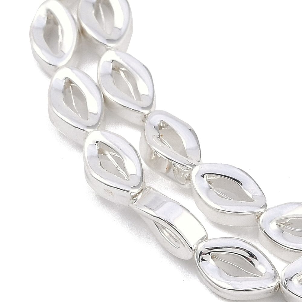 Hæmatit – Ovale Med Tvist, Forsølvet (10x6mm) - Uniq Perler - 113919