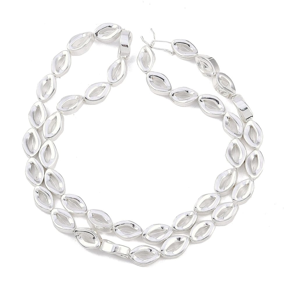 Hæmatit – Ovale Med Tvist, Forsølvet (10x6mm) - Uniq Perler - 113919