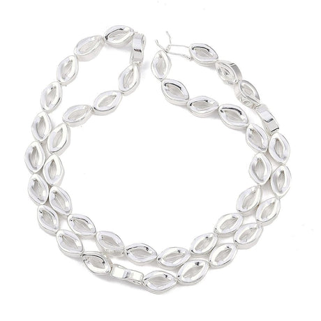 Hæmatit – Ovale Med Tvist, Forsølvet (10x6mm) - Uniq Perler - 113919