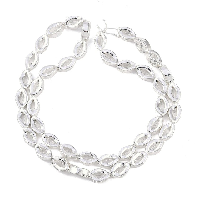 Hæmatit – Ovale Med Tvist, Forsølvet (10x6mm) - Uniq Perler - 113919