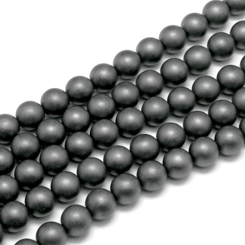 Hæmatit Perler – Frostet, Runde (8mm) - Uniq Perler - 126050
