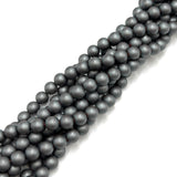 Hæmatit Perler – Frostet, Runde (8mm) - Uniq Perler - 126050
