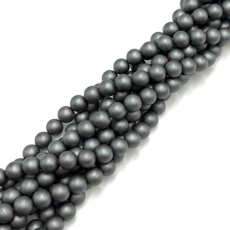 Hæmatit Perler – Frostet, Runde (8mm) - Uniq Perler - 126050