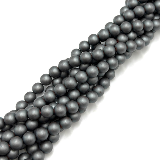 Hæmatit Perler – Frostet, Runde (8mm) - Uniq Perler - 126050