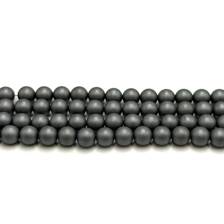 Hæmatit Perler – Frostet, Runde (8mm) - Uniq Perler - 126050