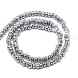 Hæmatit – Platinbelagt, Rondel, Facetteret (2x3mm) - Uniq Perler - 553254