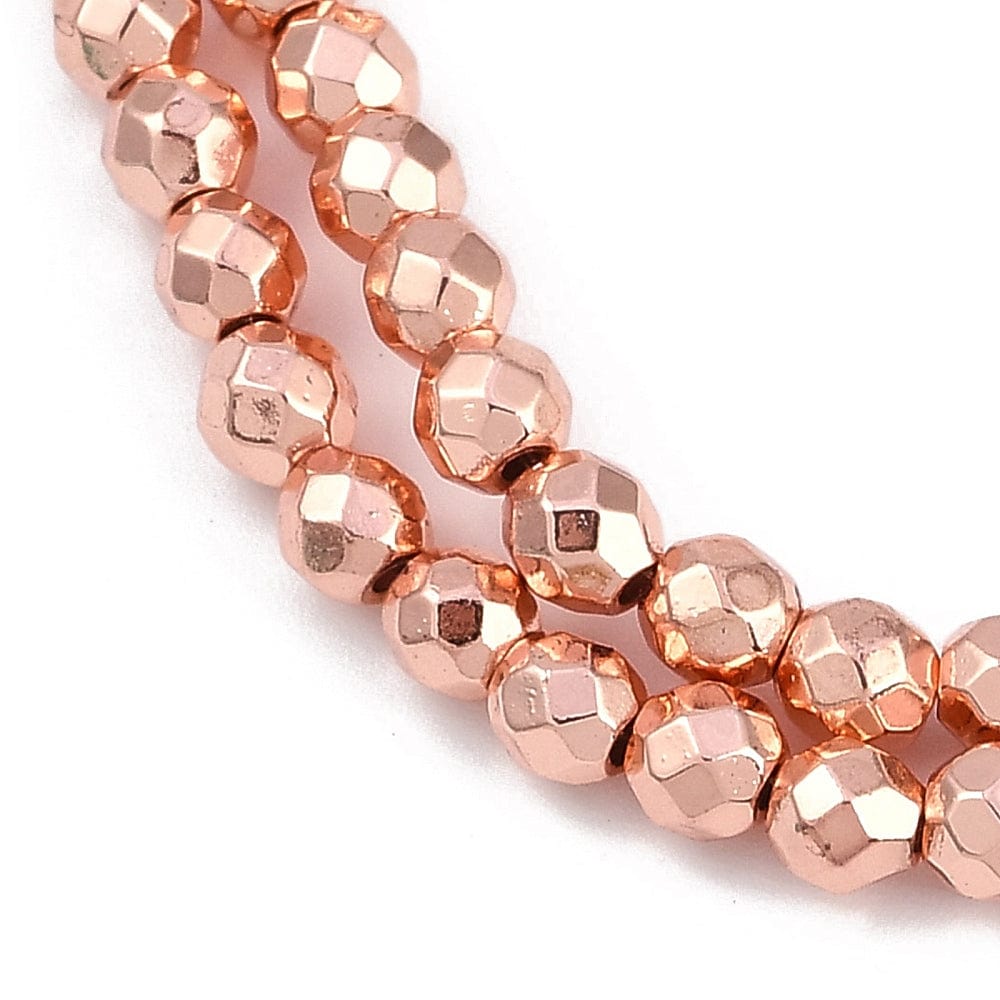 Hæmatit – Rosa Forgyldt, Facetteret (4mm) - Uniq Perler - 113971