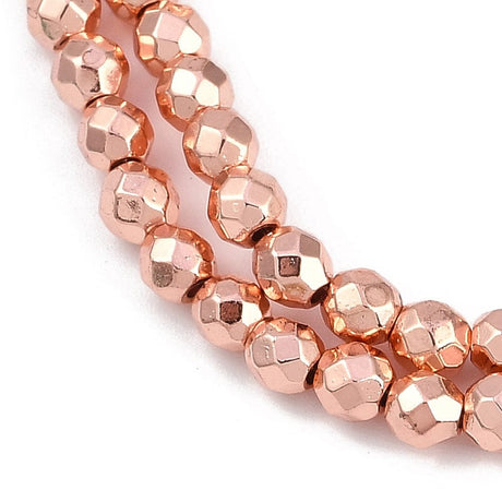 Hæmatit – Rosa Forgyldt, Facetteret (4mm) - Uniq Perler - 113971