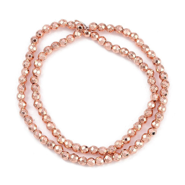 Hæmatit – Rosa Forgyldt, Facetteret (4mm) - Uniq Perler - 113971