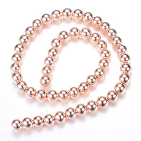 Hematite – Pink Gold-plated, Round, Bloodstone Beads, (2mm) - Uniq Perler - 115652